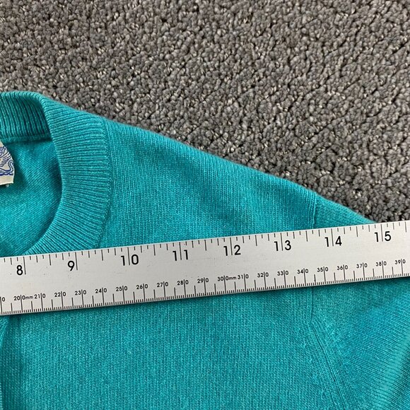 Vintage Ballantyne of Peebles Cashmere Cardigan Sweater Womens 36 Teal Turquoise - Picture 12 of 14